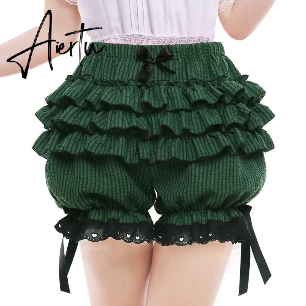 Cutest Vintage Japanese Style Frill Lace Shorts Coquette Y2K Fairy 00s Retro Kawaii Multi-layers Ruffles Bloomers Women Costume Aiertu