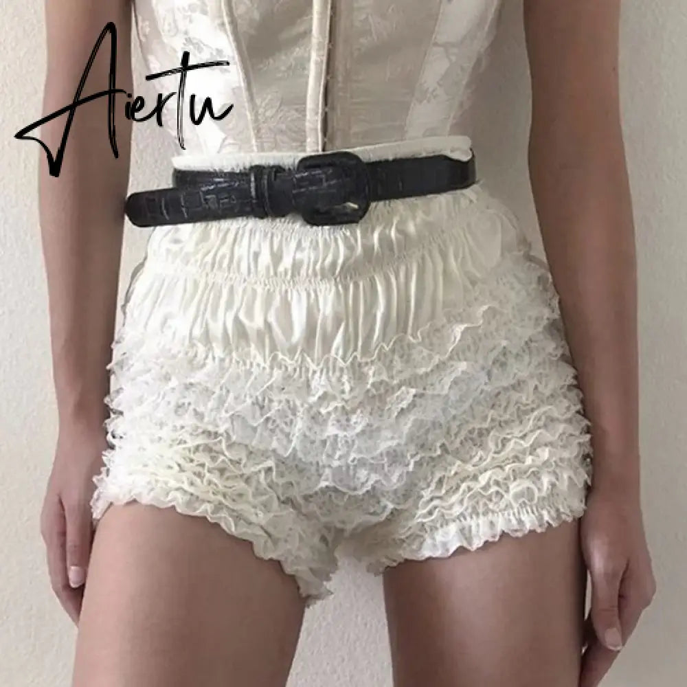 Cutest Vintage Japanese Style Frill Lace Shorts Coquette Y2K Fairy 00s Retro Kawaii Multi-layers Ruffles Bloomers Women Costume Aiertu