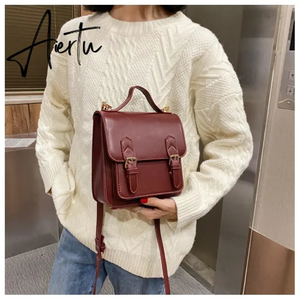 Elegant Female Solid color Tote bag New High quality PU Leather Women's Designer Handbag Vintage Shoulder Messenger Bag Aiertu