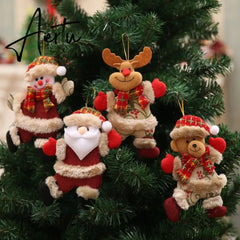 Elk Santa Dolls Christmas Pendants Merry Christmas Pendants Hanging Ornaments Xmas Party New Year Decorations Navidad Noel Aiertu