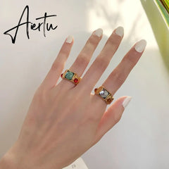 Fashion Female Gorgeous Ring with Shiny Zirconia Simple Style Accessories for Wedding Party Trendy Jewelry Gifts Aiertu