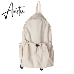 Fashion Middle Student Backpack Light Weight Women Student Schoolbag Nylon Large Capacity Portable Drawstring Outdoor Sports Aiertu