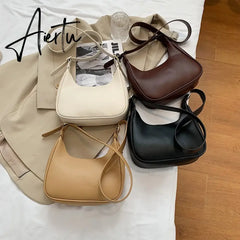 Fashion Shoulder Bags For Women  Casual Crossbody Bags For Women Pu Leather Solid Color Simple Handbags Women'S Bag Aiertu