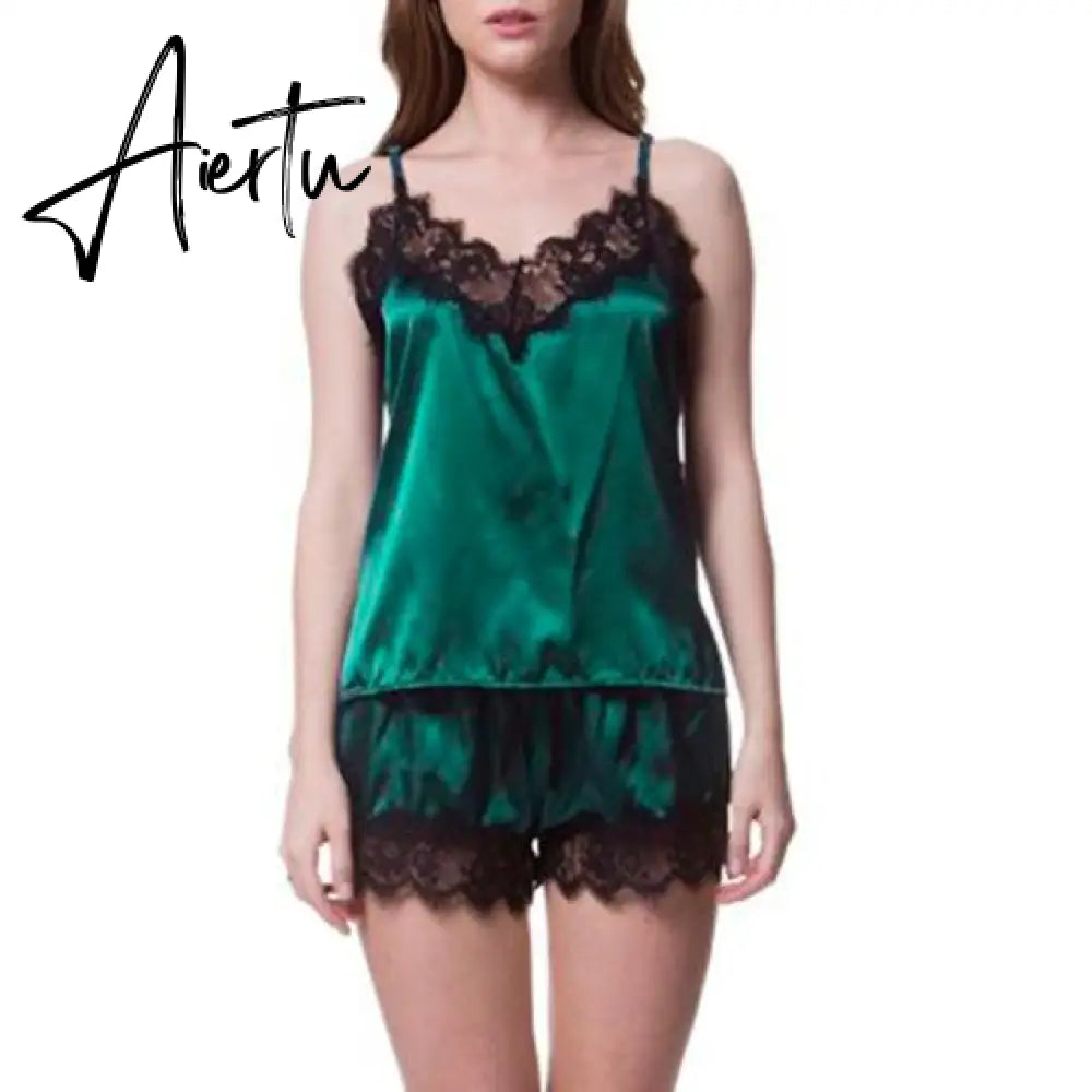 Fashionable Women Soft And Comfortable Sexy Padded V-Neck Lace Strappy Underwear Nightdress Charming Home Sleepwear домашняя оде Aiertu