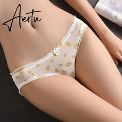 Japanese Cute Lolita Sexy Lace Panties For Women Mesh Transparent Underwear Thin Thong Brief Strawberry Lingerie For Teen Girl Aiertu