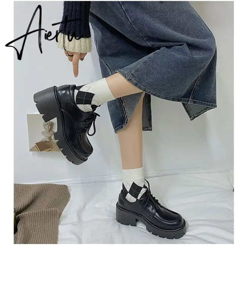 Japanese School Uniform Jk Student Shoes Girls Women Kawaii Lolita Soft Sister Round Toe Platform low Heel shoes Mary Jane Shoes Aiertu