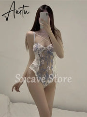 Lace Sexy Camisole Women's Summer  French Lace Bodysuit Floral Embroidery Basic Tops Female Korean Style Beach Y2k Blouse Aiertu