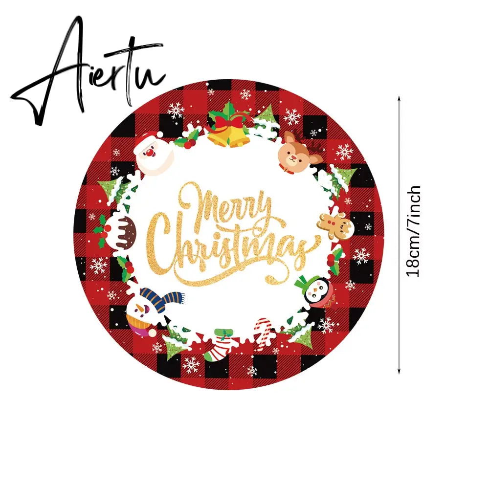Merry Christmas Disposable Tableware Xmas Butterfly Lattice Disposable Paper Cup Plates Banner for Christmas Party Decoration Aiertu