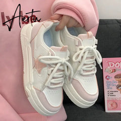 Mori Star Platform Sneakers for Women Popular Winter Style All-match Womens Trendy School Thick Sole White Shoes Aiertu