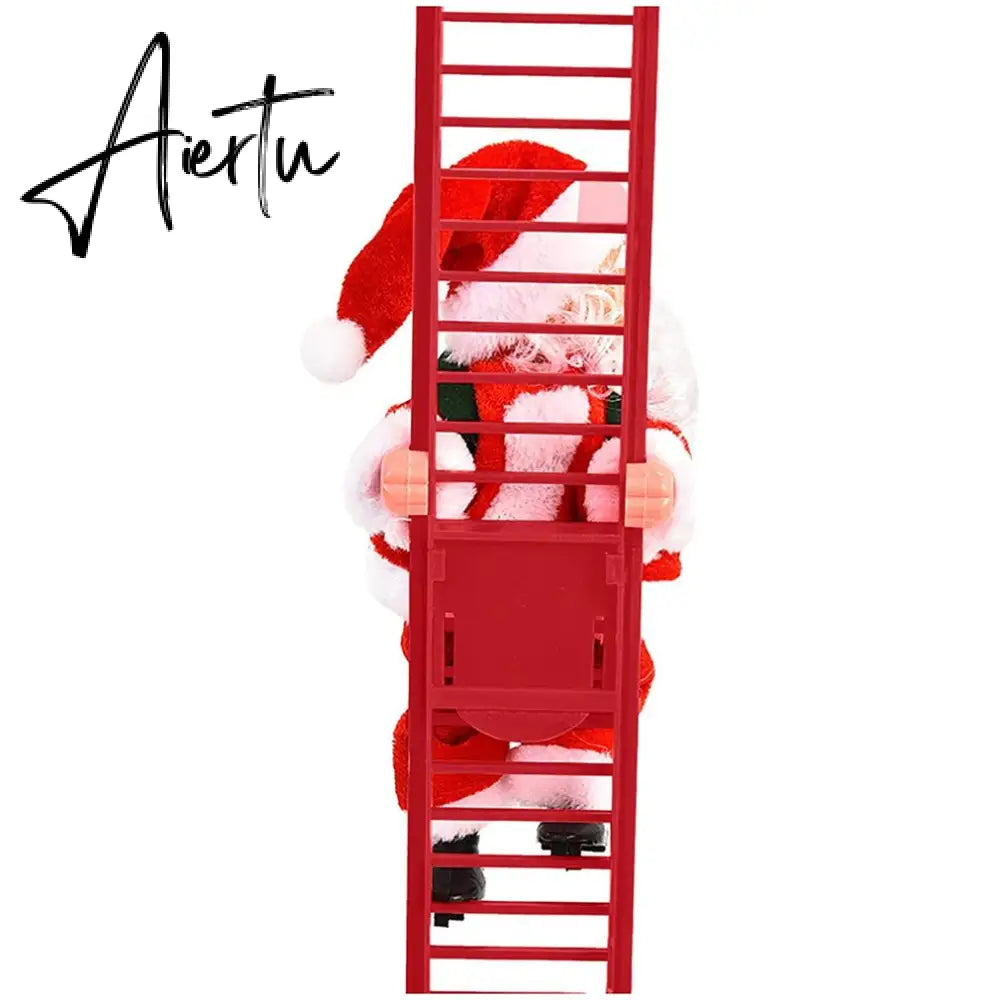 New Christmas Ornaments Gift Electric Climbing Ladder Santa Claus Doll Toys with Music Merry Christmas Tree Hanging Decor Aiertu