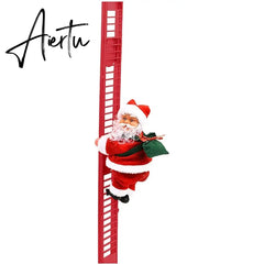 New Christmas Ornaments Gift Electric Climbing Ladder Santa Claus Doll Toys with Music Merry Christmas Tree Hanging Decor Aiertu