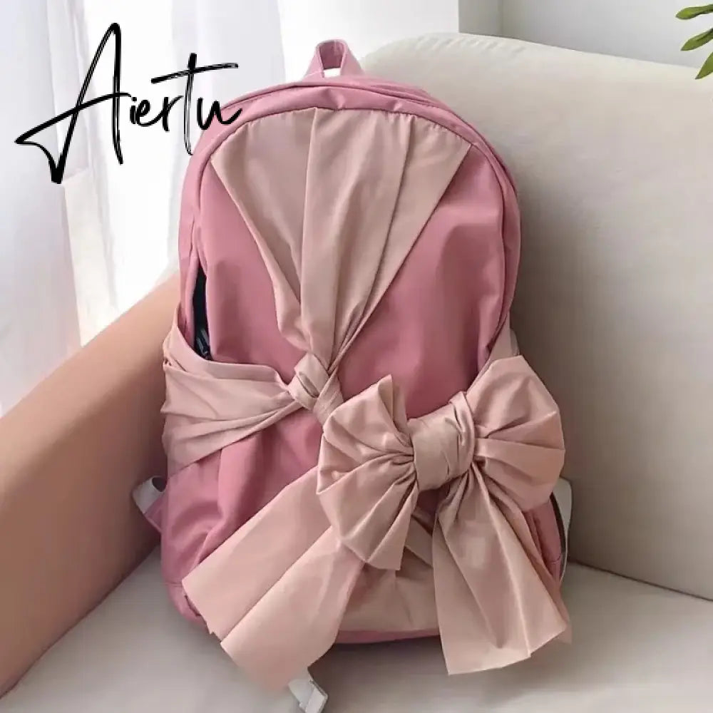 New Fashion Women Backpack Y2k Niche Ins Bowknot Backpack for Women Harajuku Girls Knotted Design Girls School Backpack Aiertu