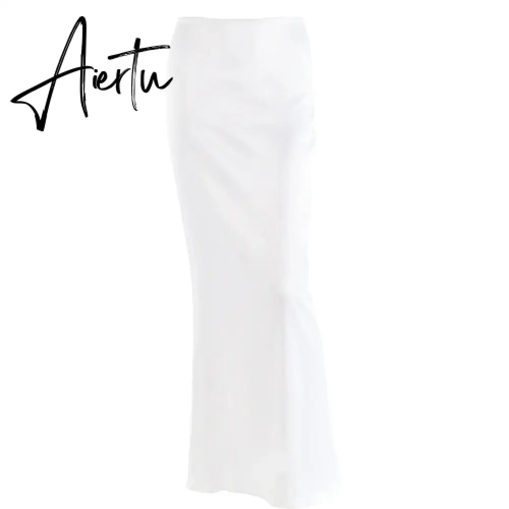 New Long Skirt Autumn Long Skirt Fashionable Sexy Versatile Hip-covering Long Satin Skirt Sexy Party Club Outfit Aiertu