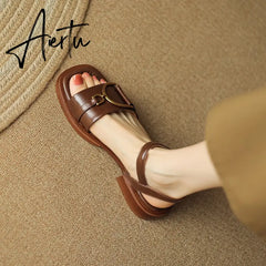New Summer Sandals Women Shoes Casual Women Sandals Flat with Handmade Chunky Heel Sandals Shoes for Women Aiertu