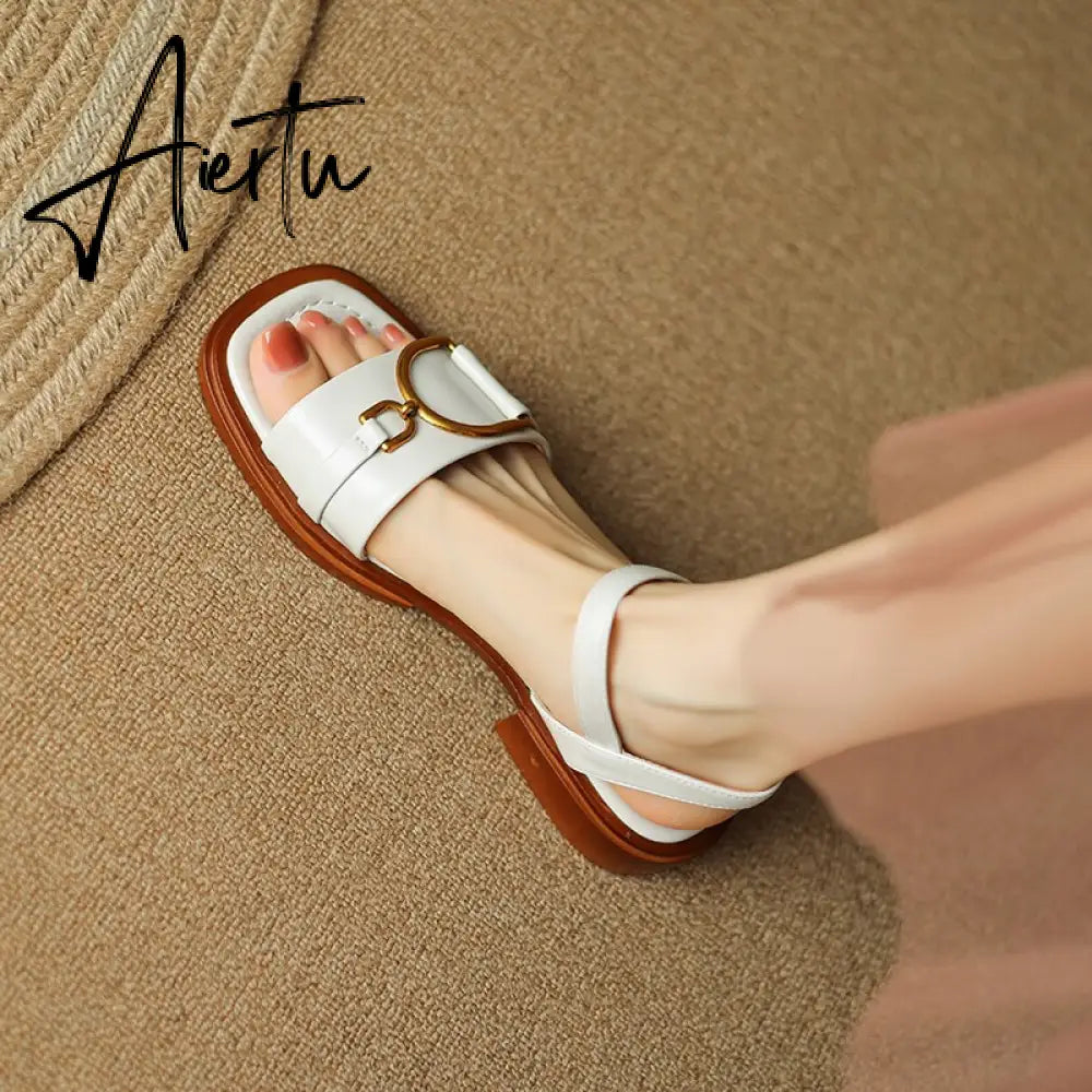 New Summer Sandals Women Shoes Casual Women Sandals Flat with Handmade Chunky Heel Sandals Shoes for Women Aiertu