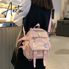 Small Women's Backpack Girls School Backpack Waterproof Nylon Fashion Japanese Casual Young Girl's Bag Female Mini Mochila Aiertu