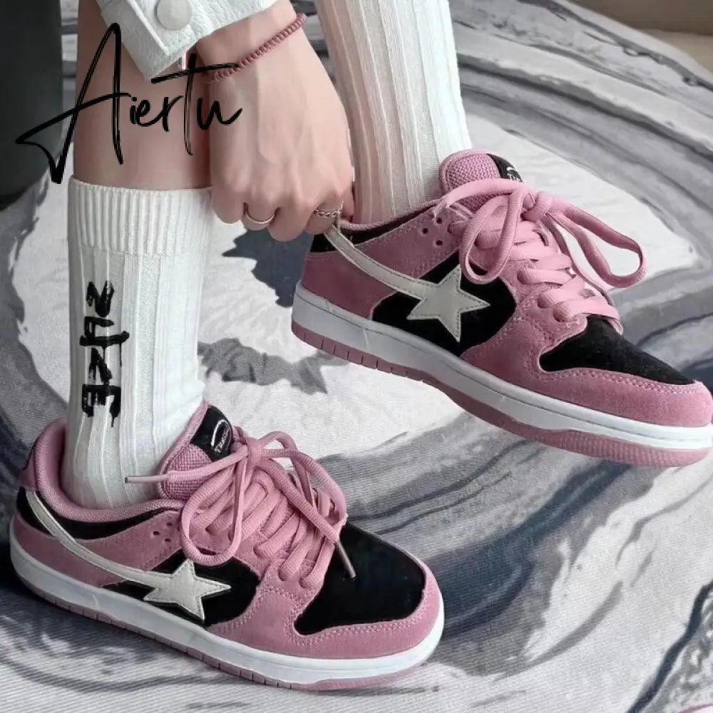 Star Pink Shoes Y2k Harajuku Casual Platform Sneakers Women Korean Fashion Girls Designer Preppy Style Flats Female Aiertu