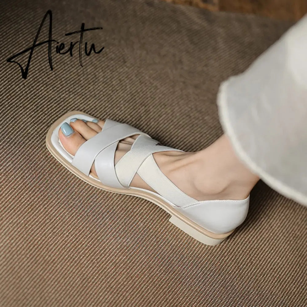 Summer Women Shoes Genuine Leather Flat with Women Sandals Shoes for Women Aiertu