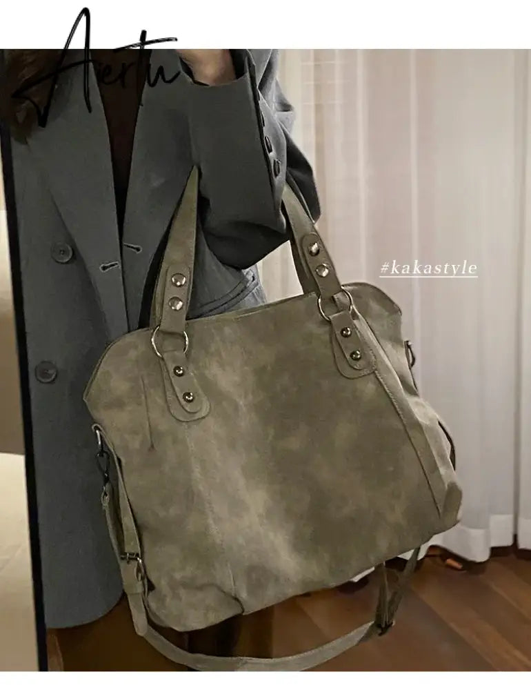 Vintage Casual Tote Bags Women Y2k Grunge Fairy Core Large Capacity Handbags Ladies Retro Harajuku Designer Luxury Bag Aiertu