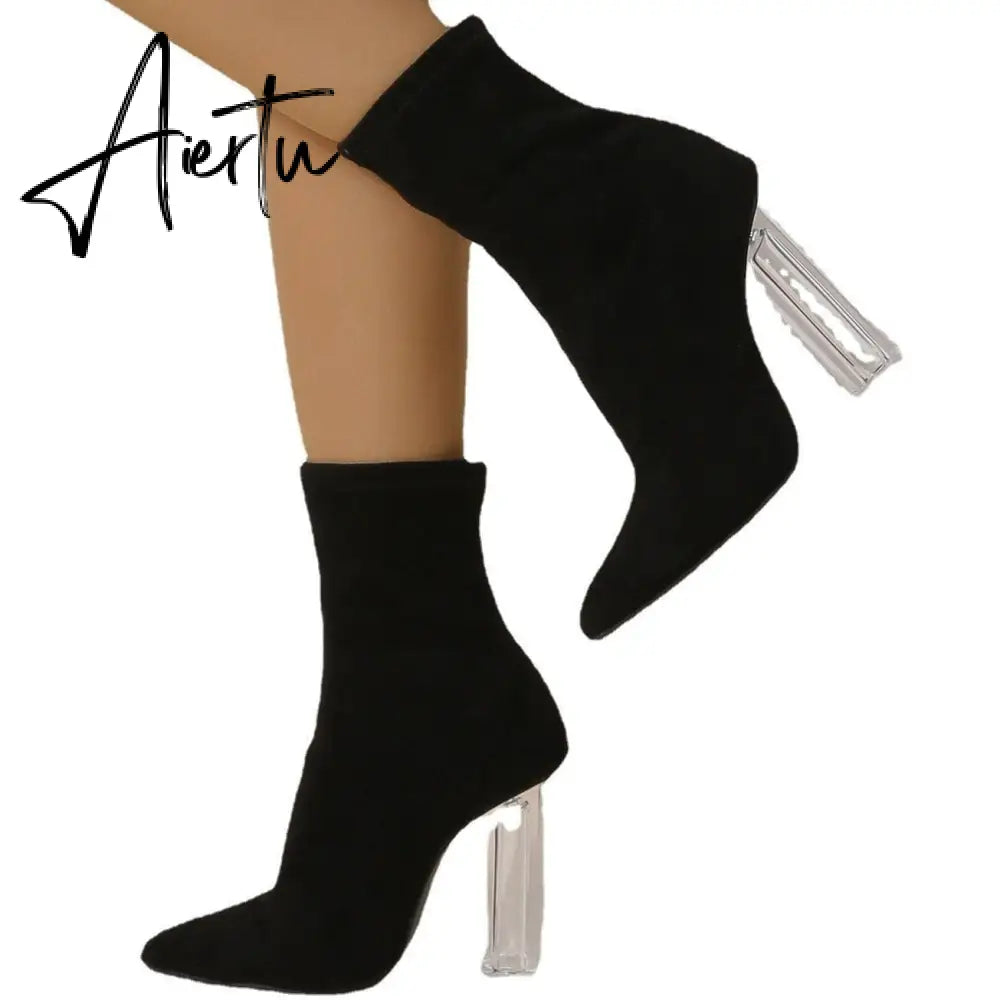 Women Crystal Thick Heel Boots mysite