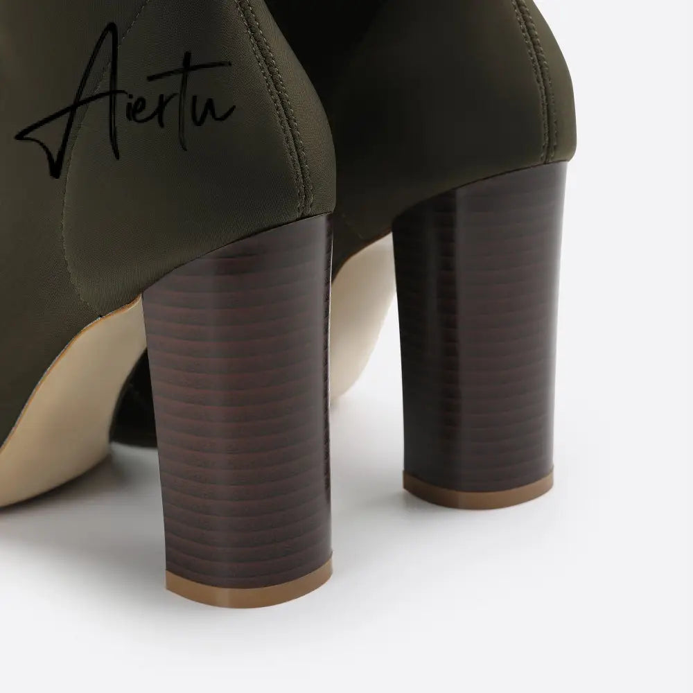 Women Minimalist Thick Heel Pointed Toe Boots mysite