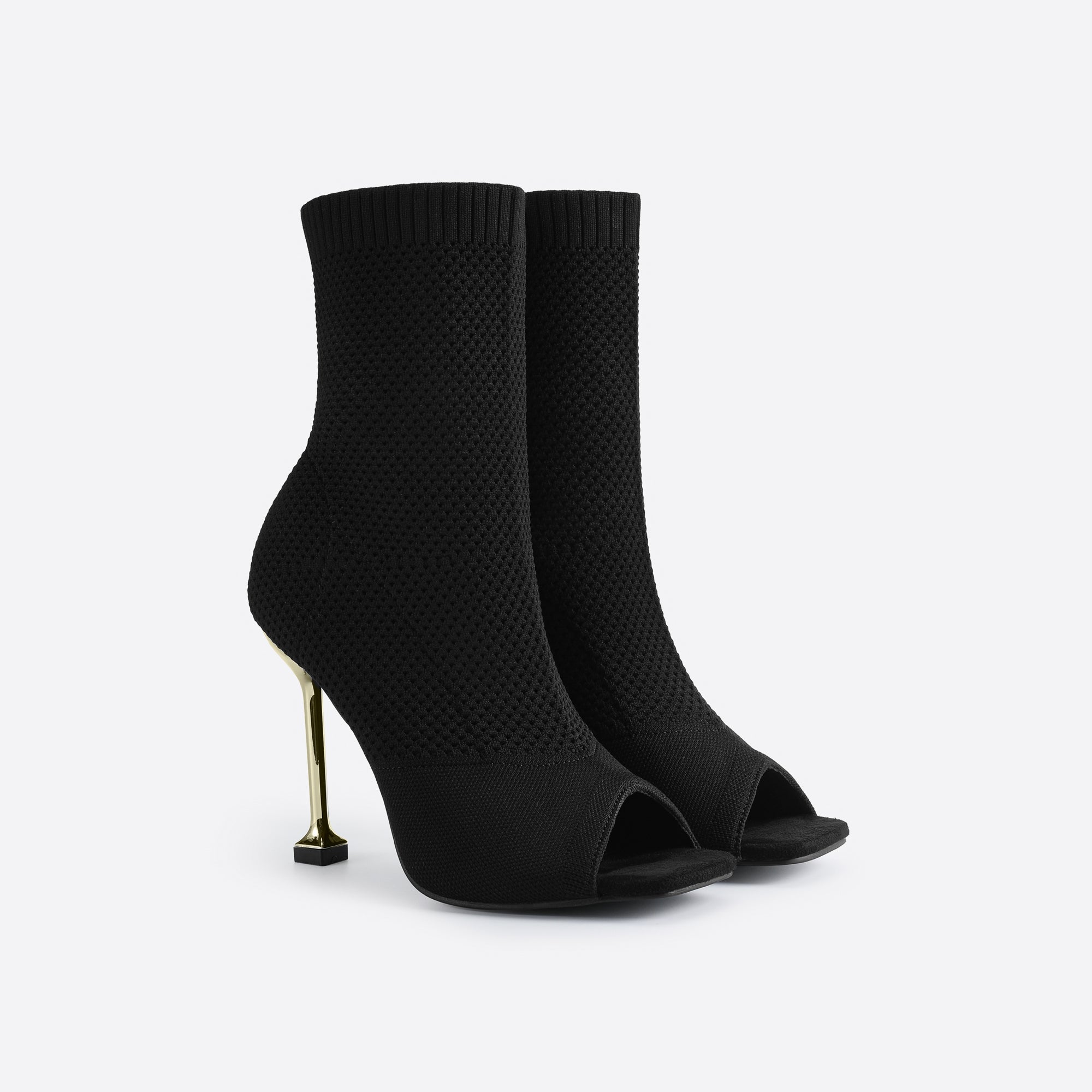 MOUSSE FIT Women Peep Toe Stiletto Heeled Sock Boots mysite