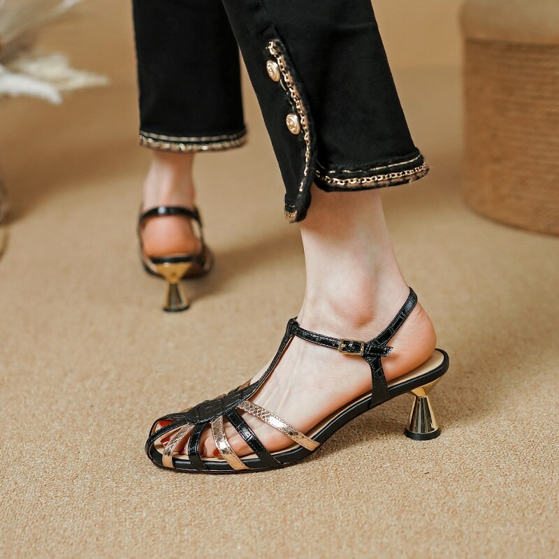 Elegant Thin High Heels Women Sandals Summer Fashion Narrow Band Ankle Strap Mature Office Ladies Party Shoes Woman  New Aiertu